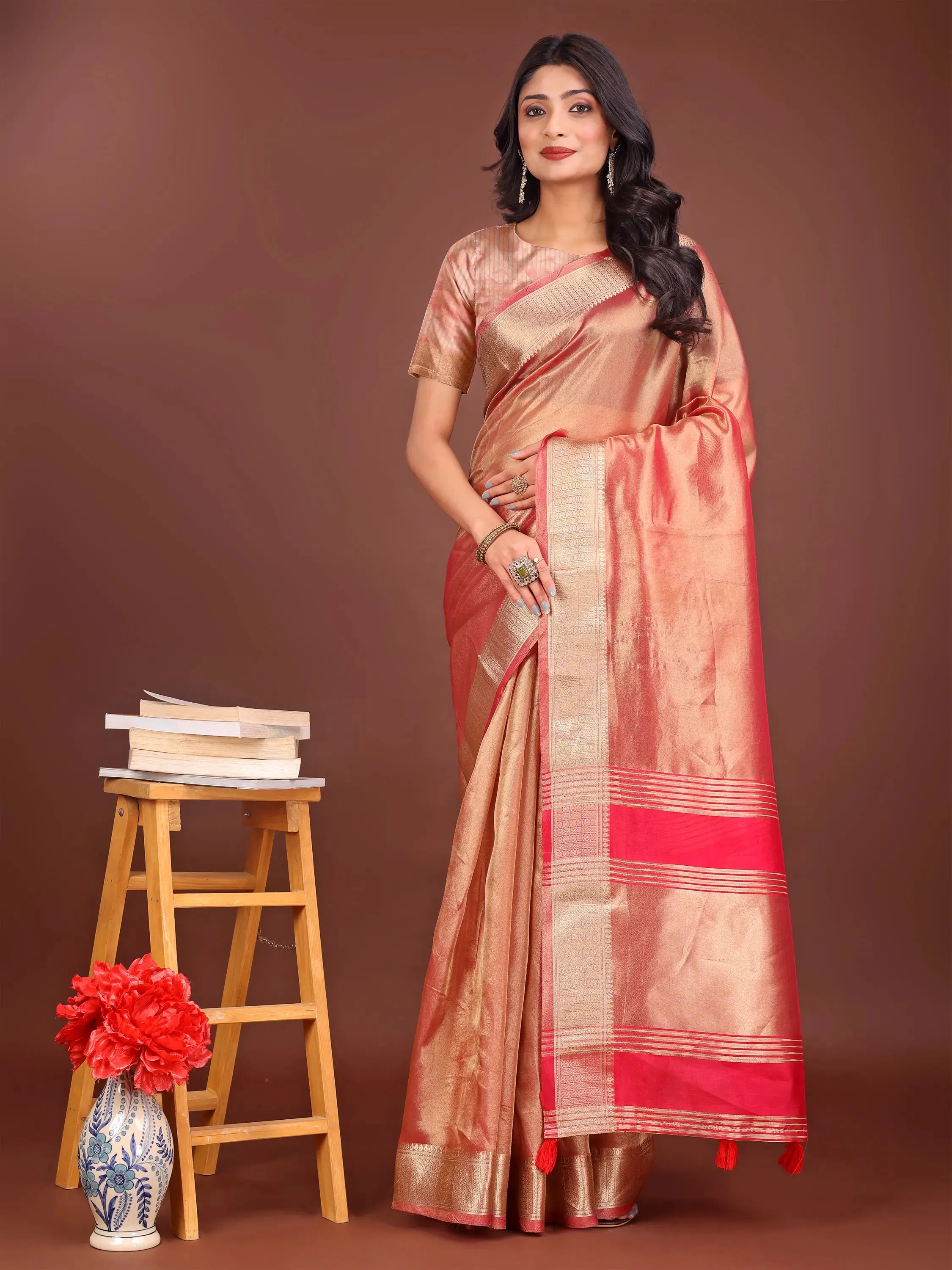 Orange Organza Saree
