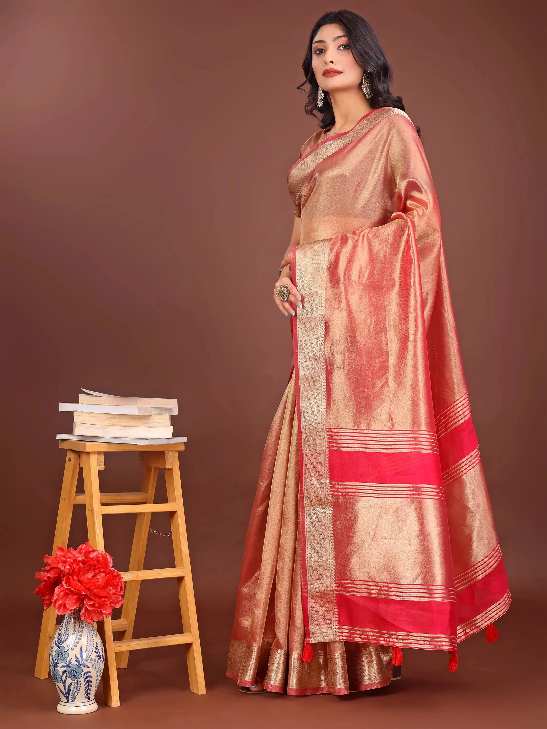 Orange Organza Saree