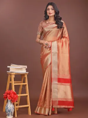 Orange Organza Saree