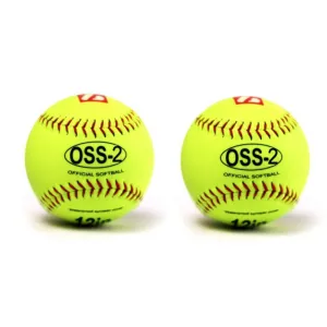OSS-2 Practice softball ball, soft touch, size 12", white, 2 pieces