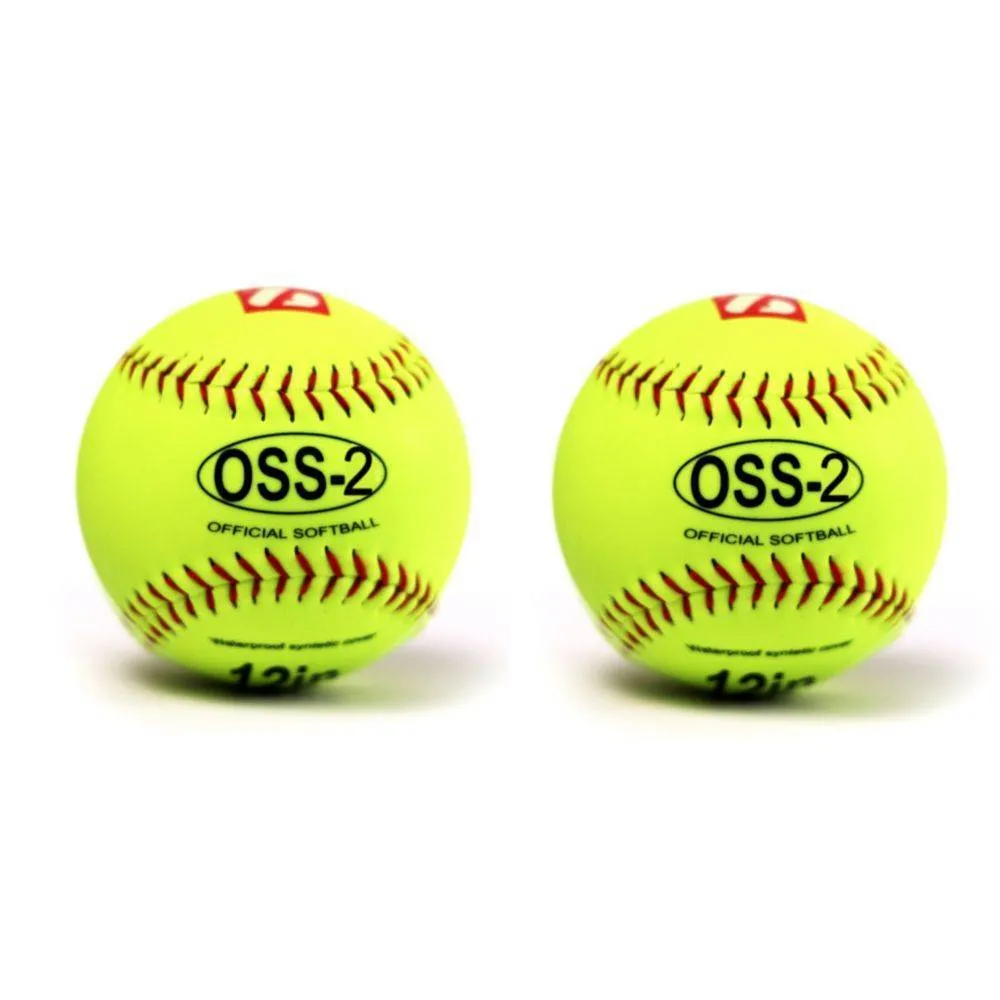 OSS-2 Practice softball ball, soft touch, size 12", white, 2 pieces