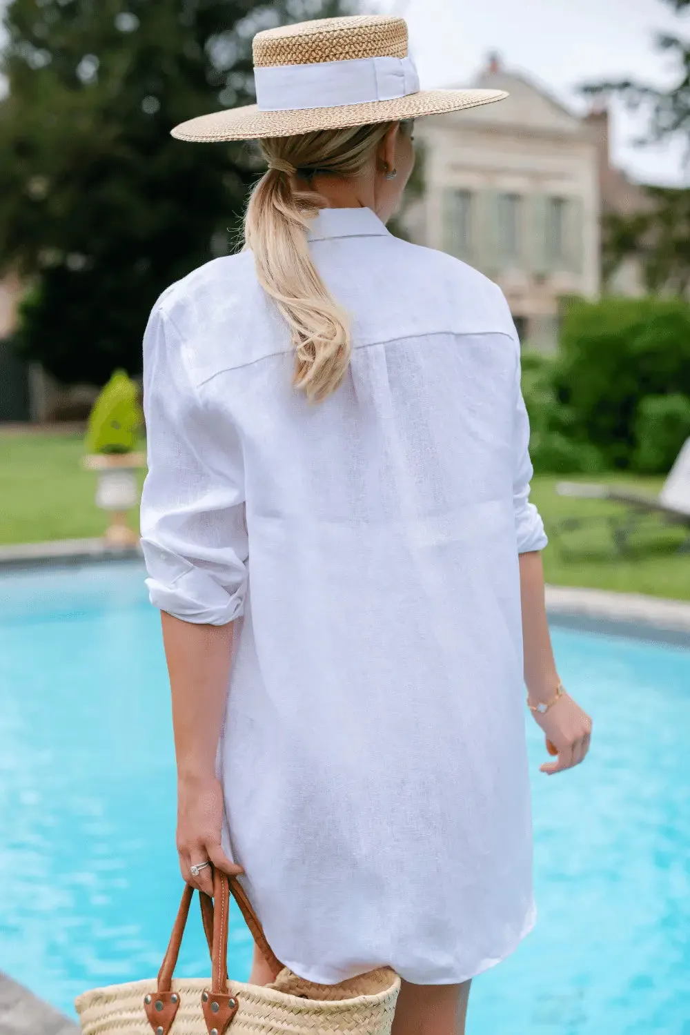 Oversized White Linen Shirt - Beach Cover Up