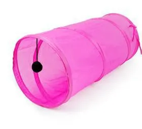Pet Cat Puppies Kitten Small Foldable Tunnel Dangling Bell Play Toy Gift D0173