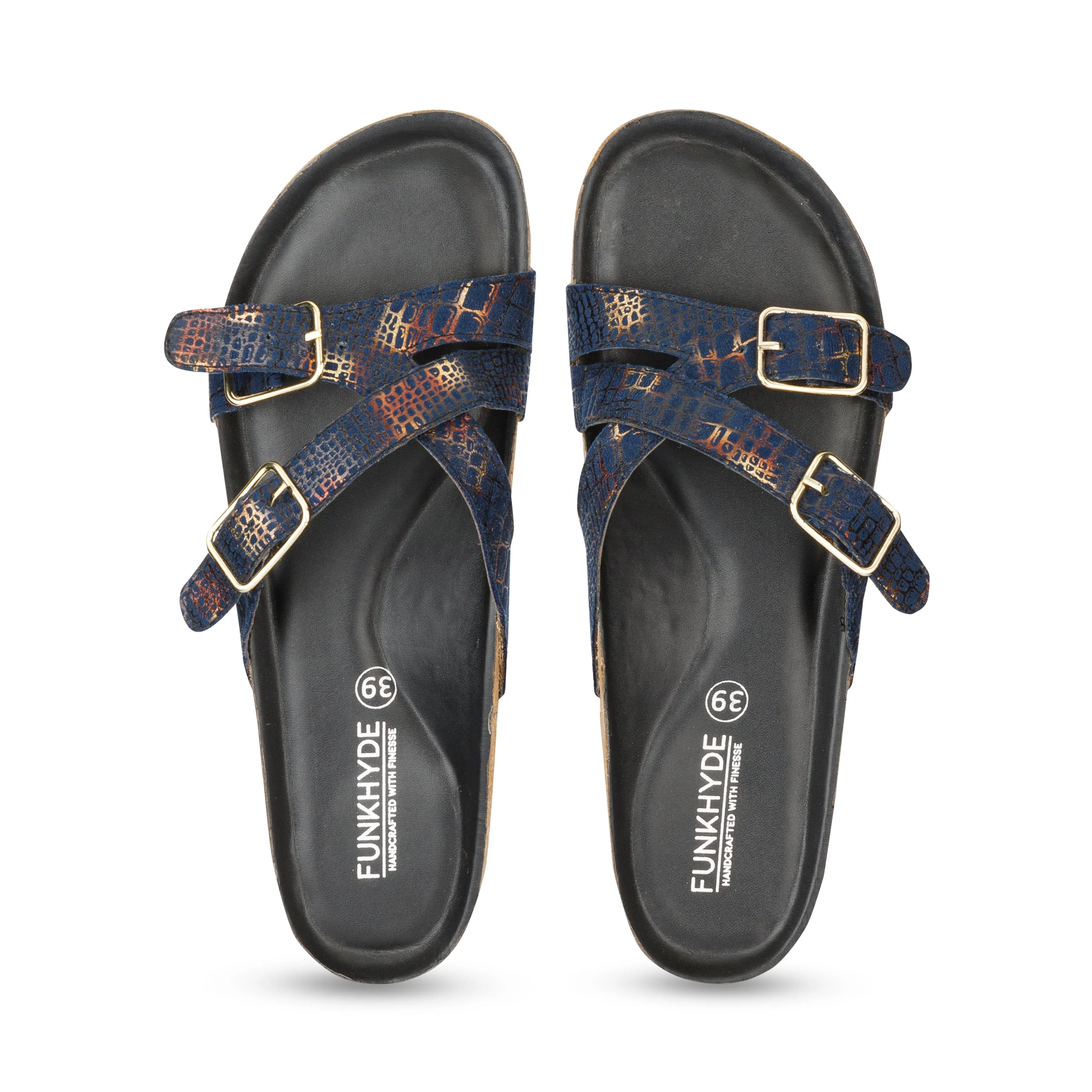 Poirou Navy Shimmer Comfort Slipons