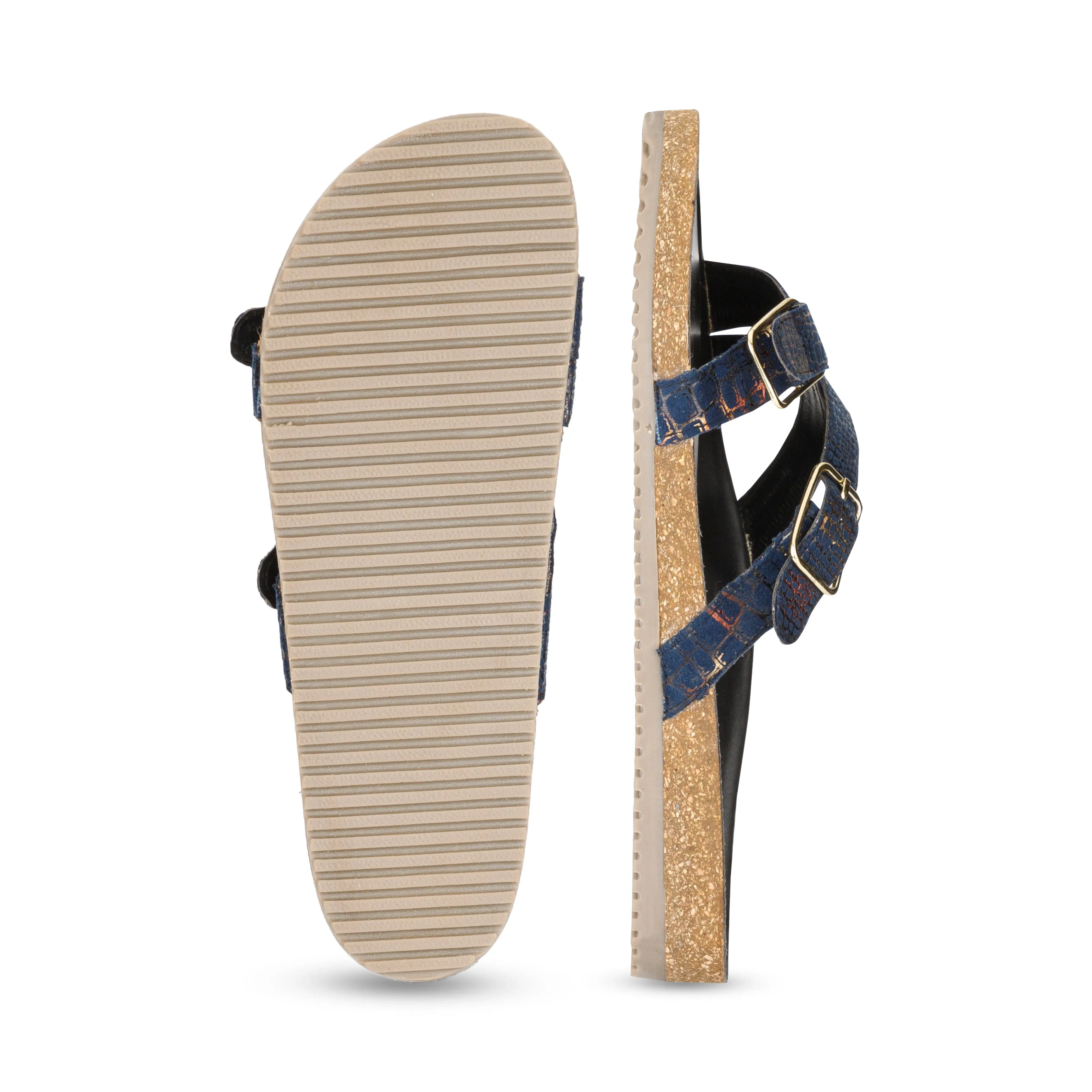 Poirou Navy Shimmer Comfort Slipons