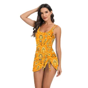 Printed High-Waist One-Piece Swimsuit