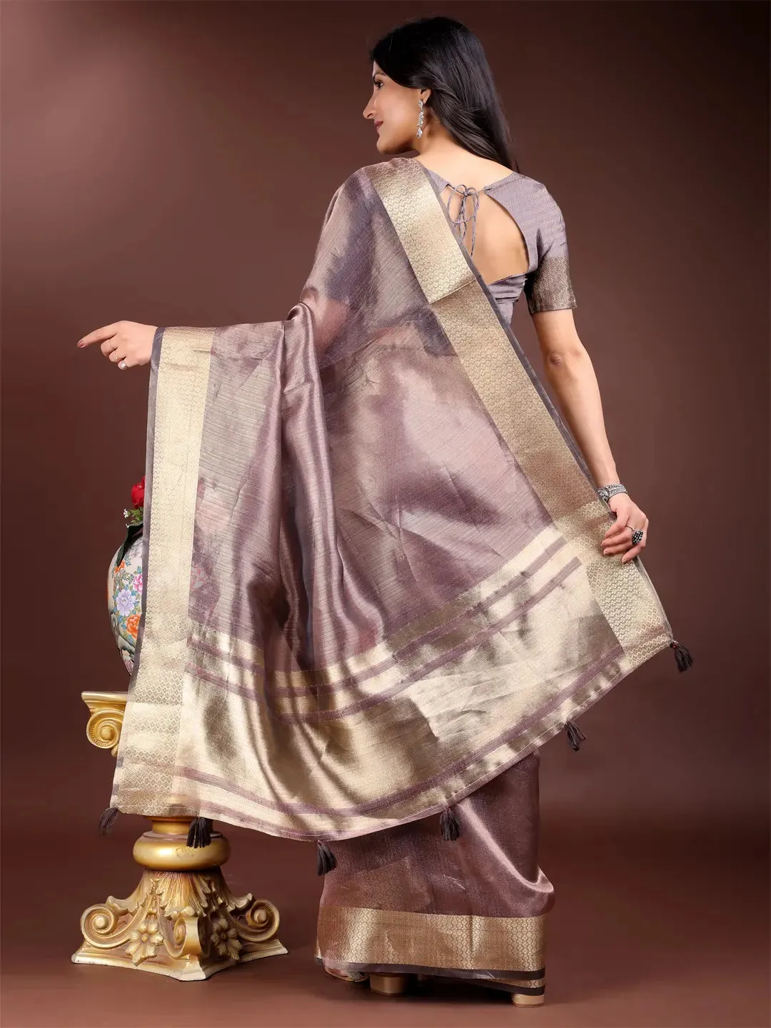 Purple Organza Saree