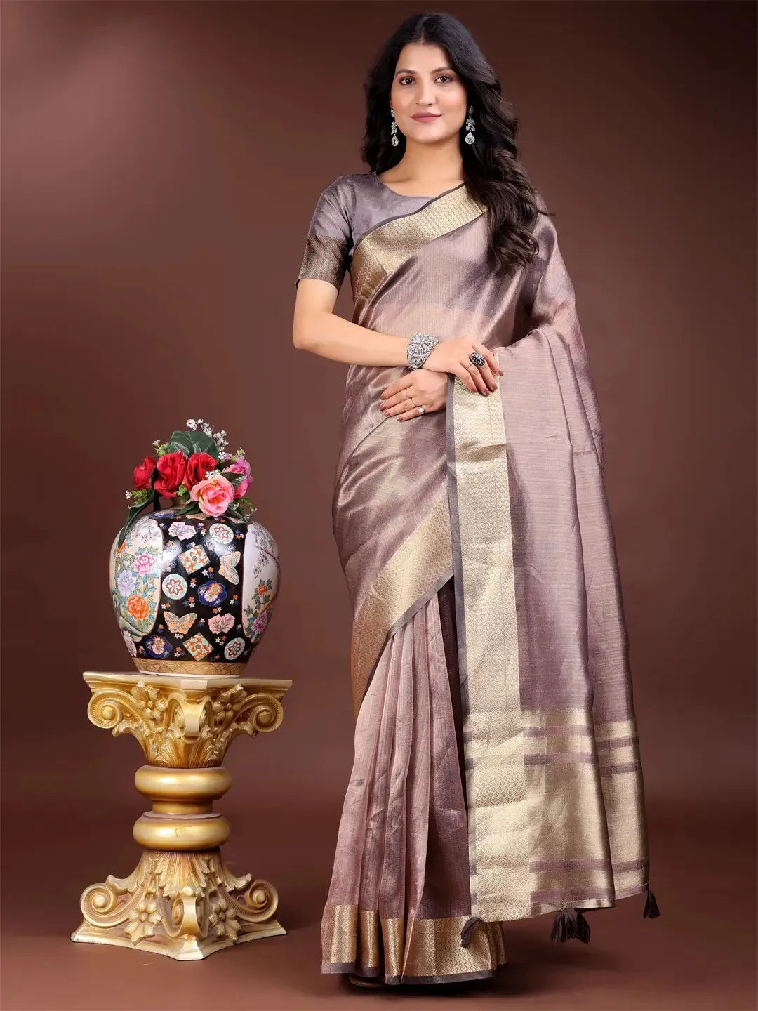 Purple Organza Saree