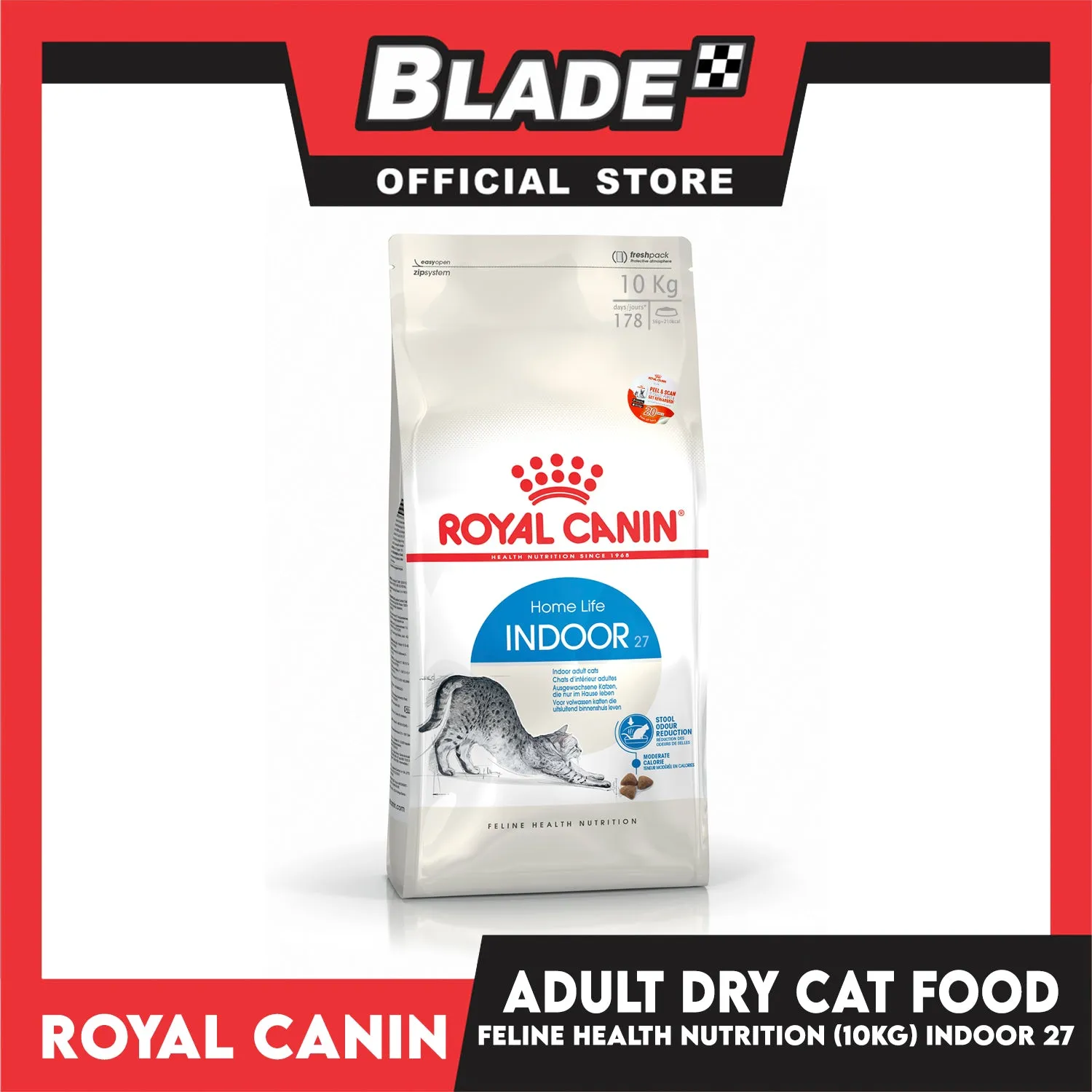 Royal Canin Indoor 27 (10kg) Adult Dry Cat Food - Feline Health Nutrition
