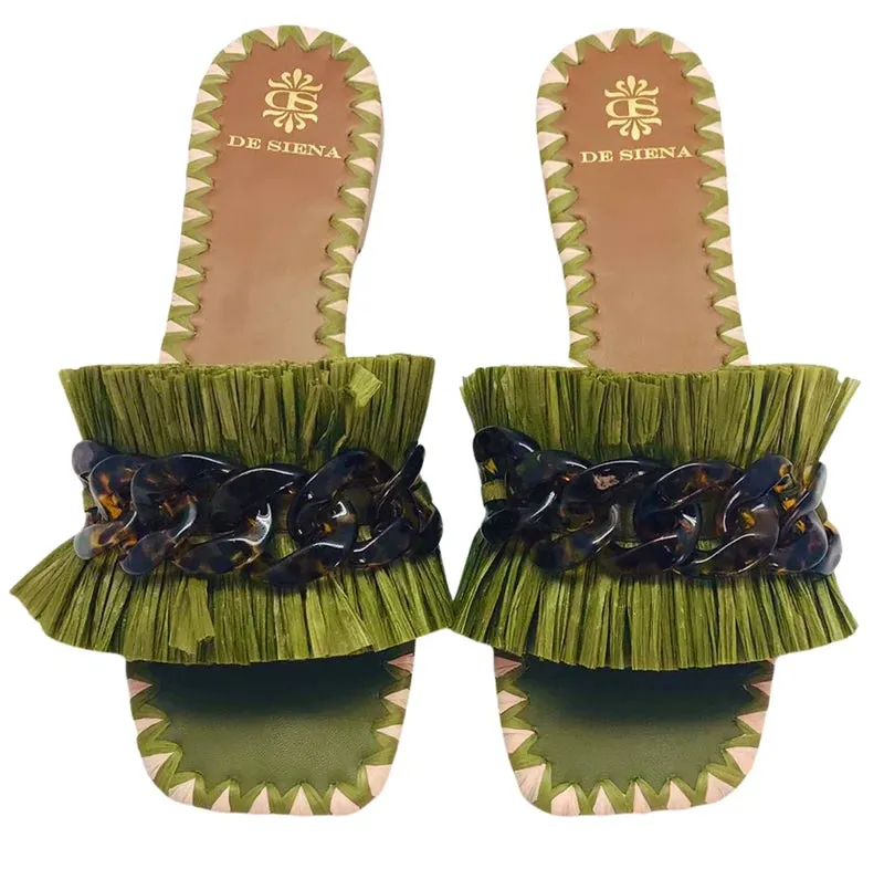 Sabaudia Raffia Flat Sandals