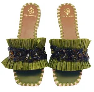 Sabaudia Raffia Flat Sandals
