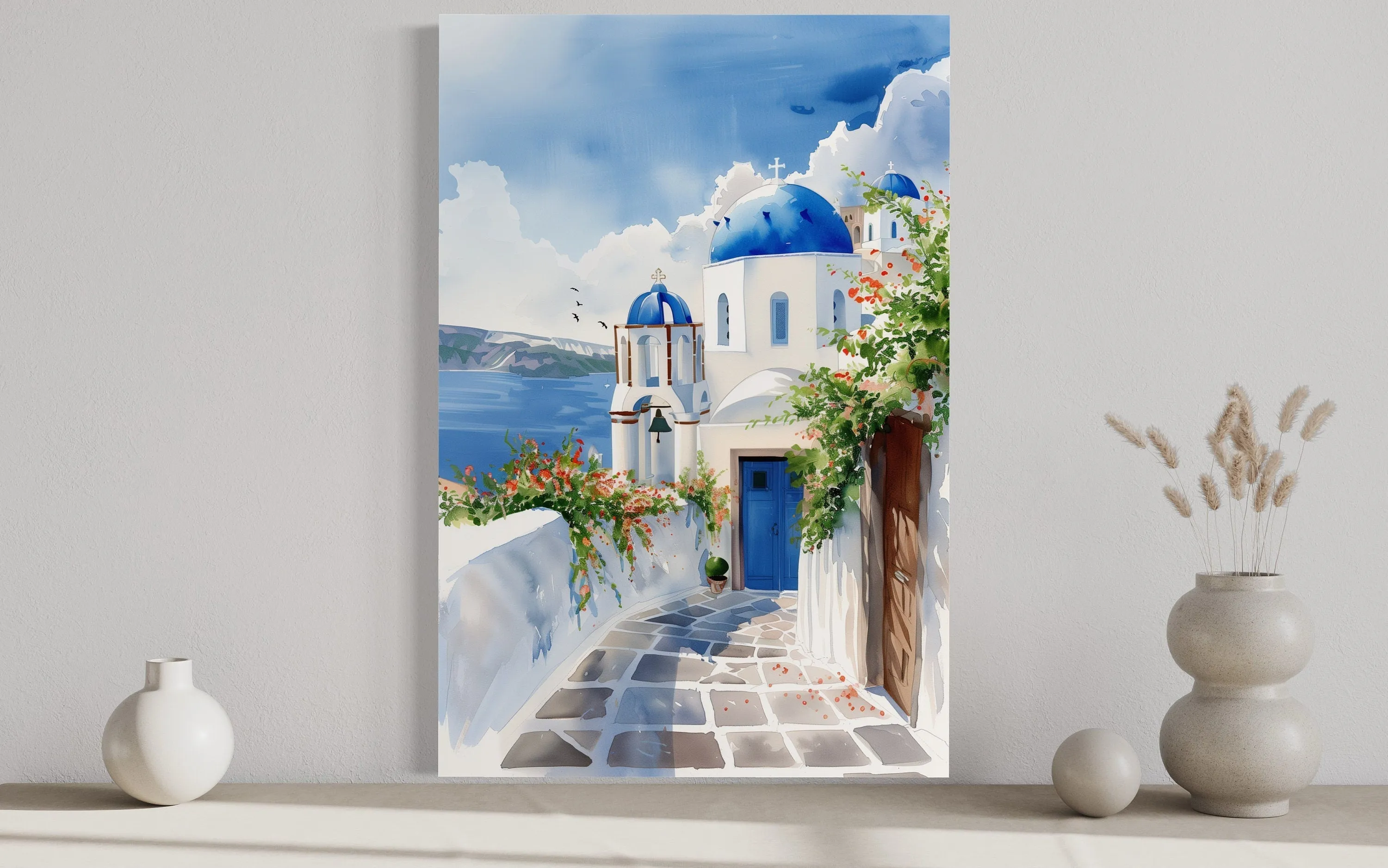 Santorini Greece Travel Poster Or Canvas Wall Art