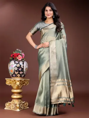 Sea Green Organza Saree