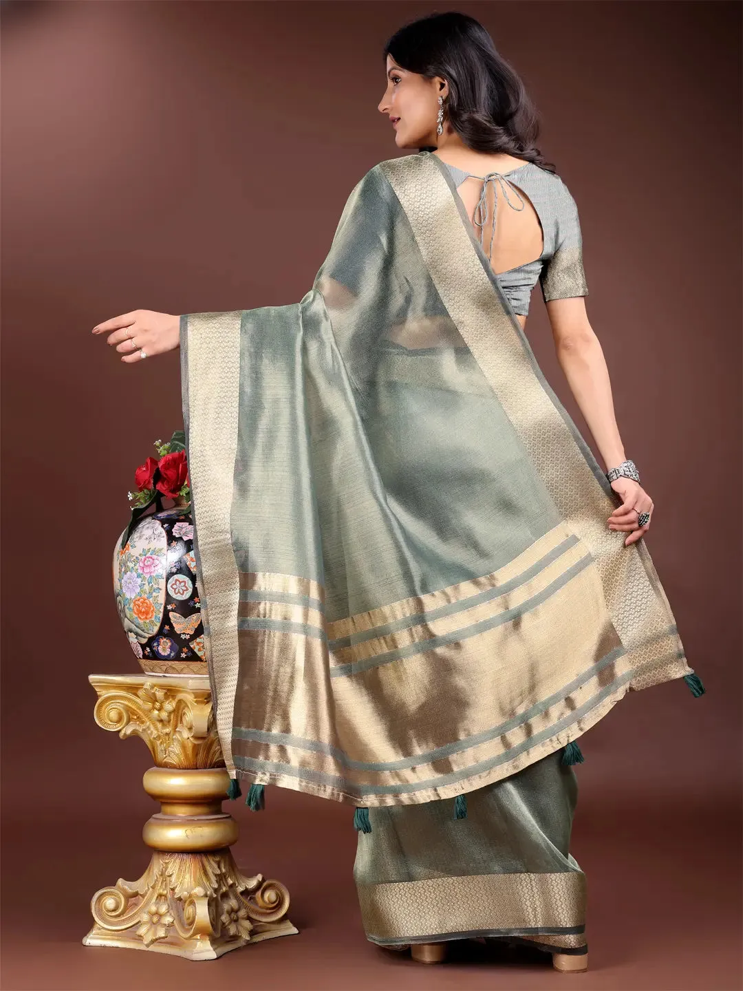 Sea Green Organza Saree