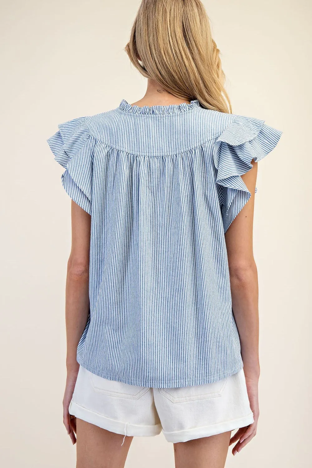 Seaside Ruffle Striped Blouse