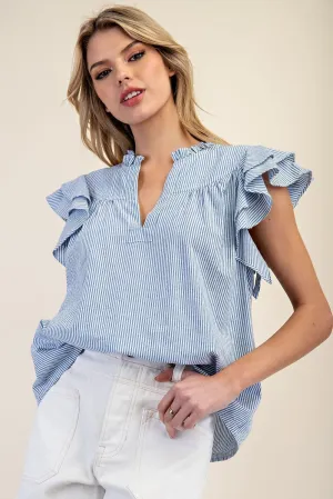Seaside Ruffle Striped Blouse