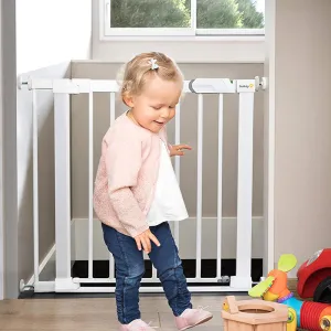 SecureTech® White Metal Stair Gate | Baby Gate | Extendable Safety Gate (73-80cm)