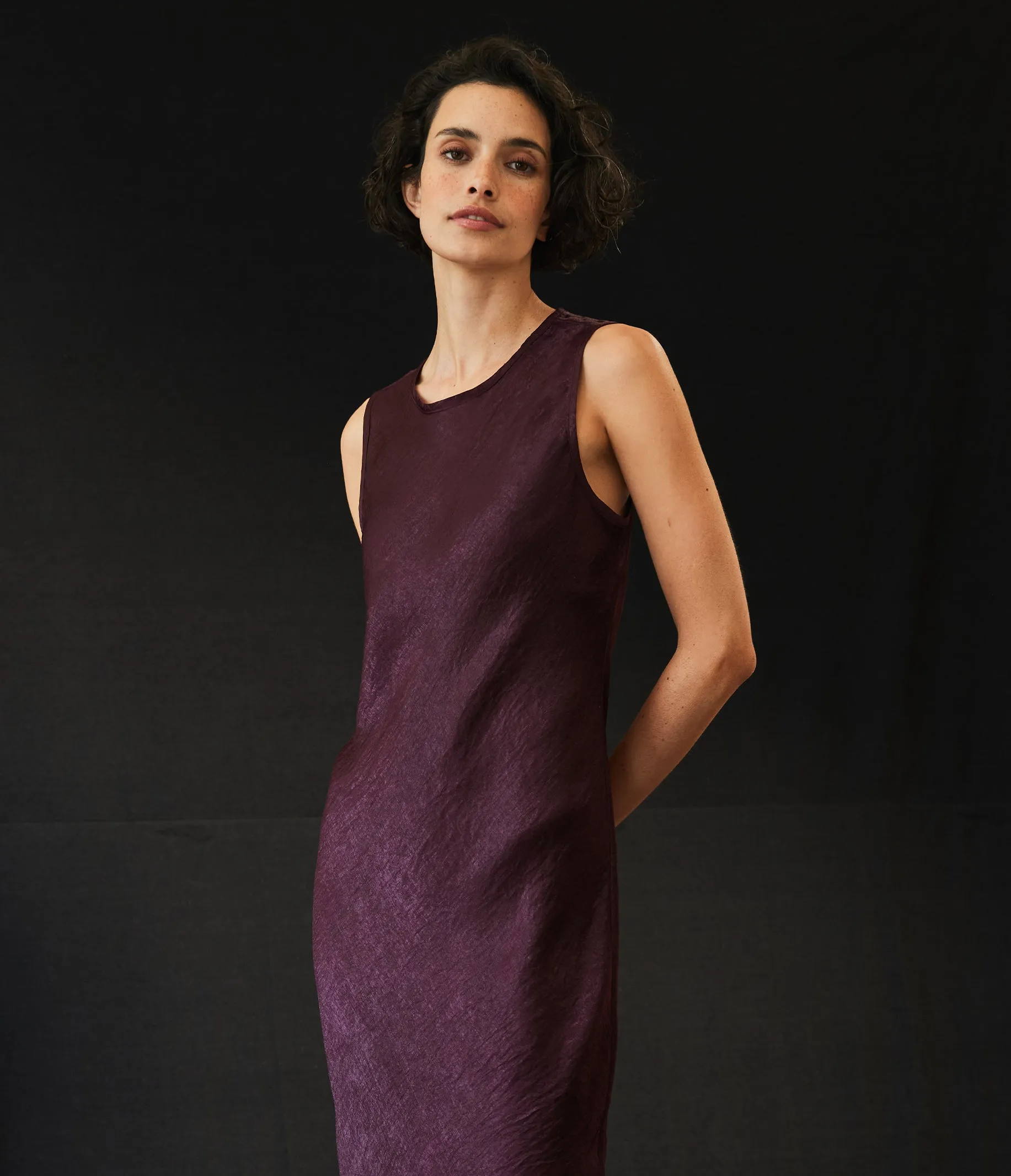 Seema Hammered Satin Midi Dress