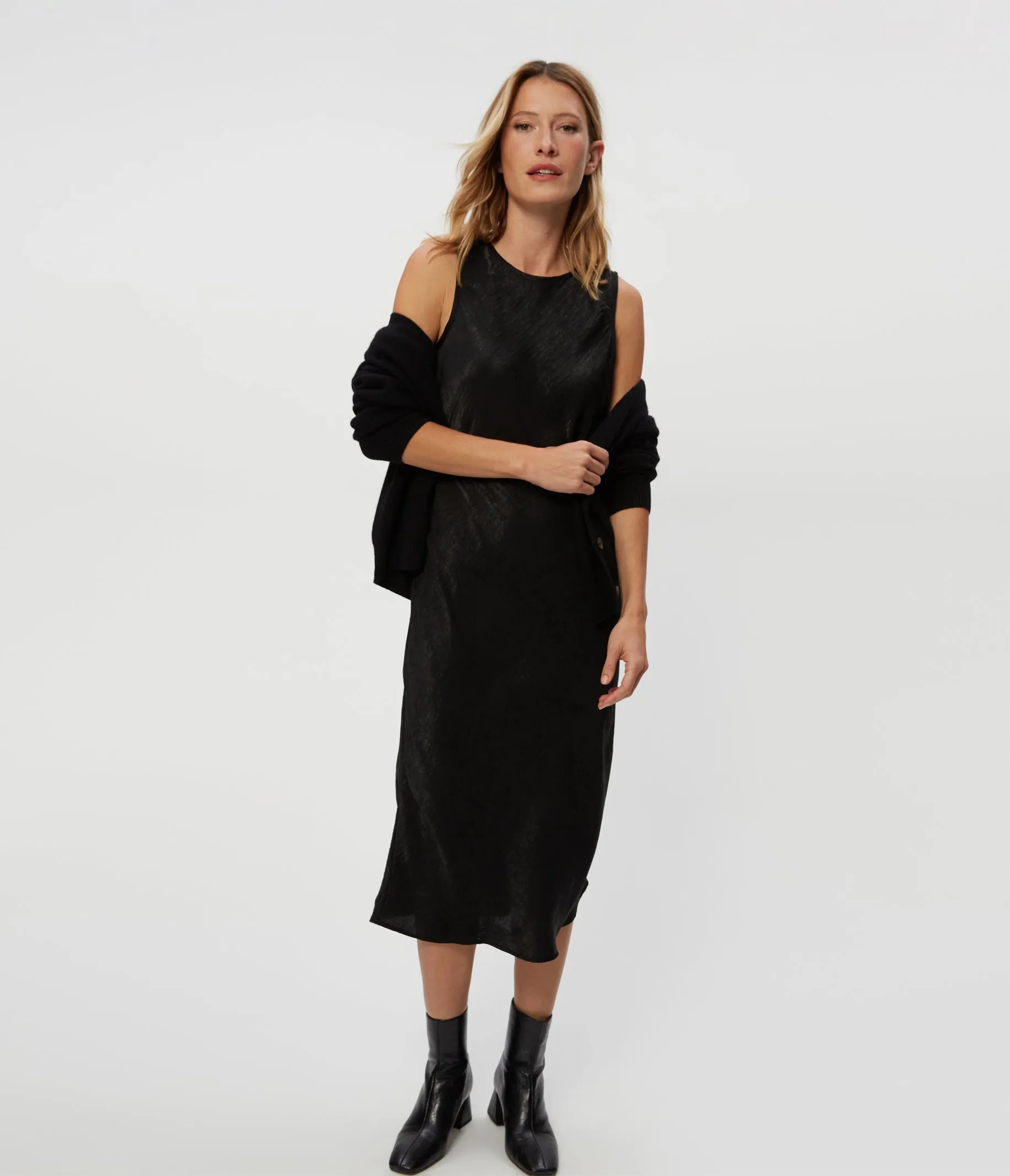 Seema Hammered Satin Midi Dress