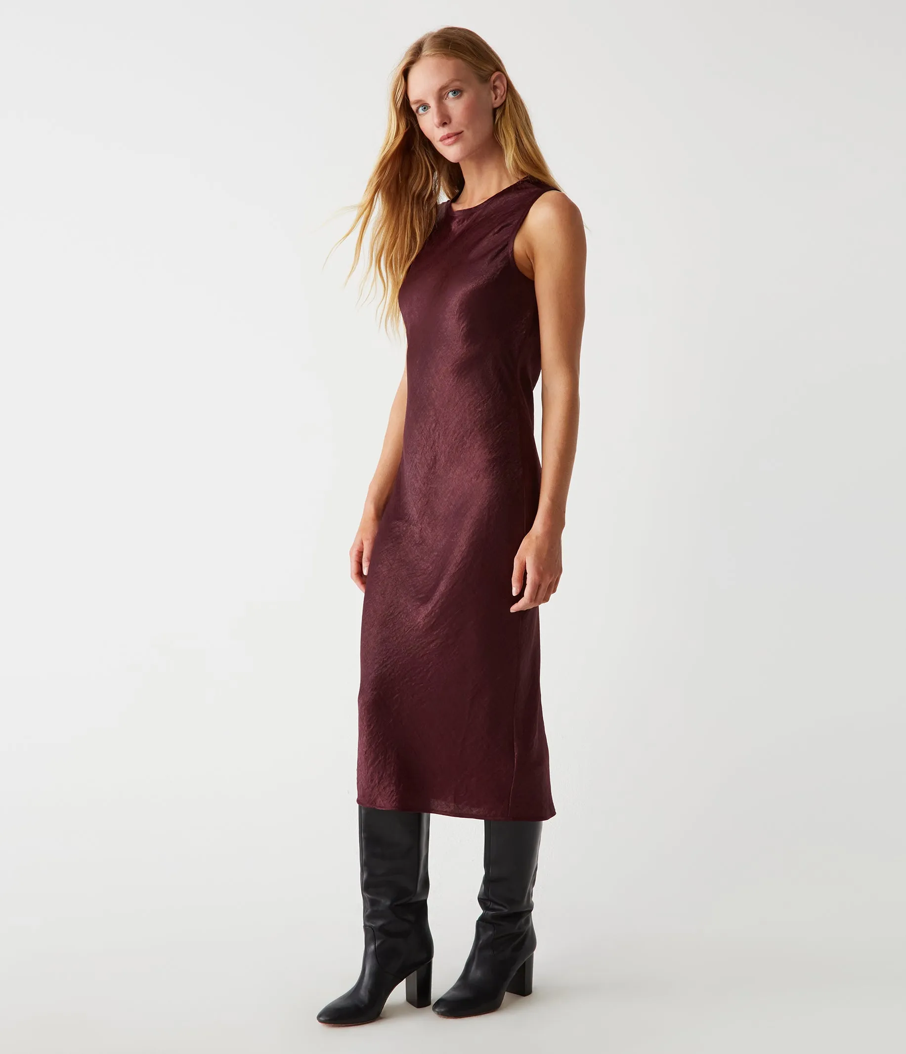 Seema Hammered Satin Midi Dress