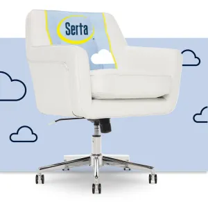 Serta Ashland Modern Office Chair, Mid-Back, Quality Memory Foam Cushion, Metal Base Chrome Finish Serta Color: White