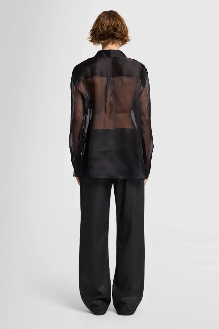 Sheer Organza Button-Up