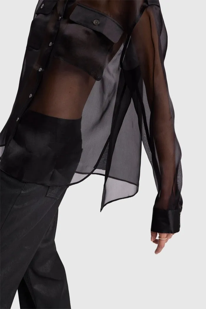 Sheer Organza Button-Up