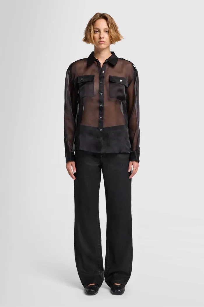 Sheer Organza Button-Up