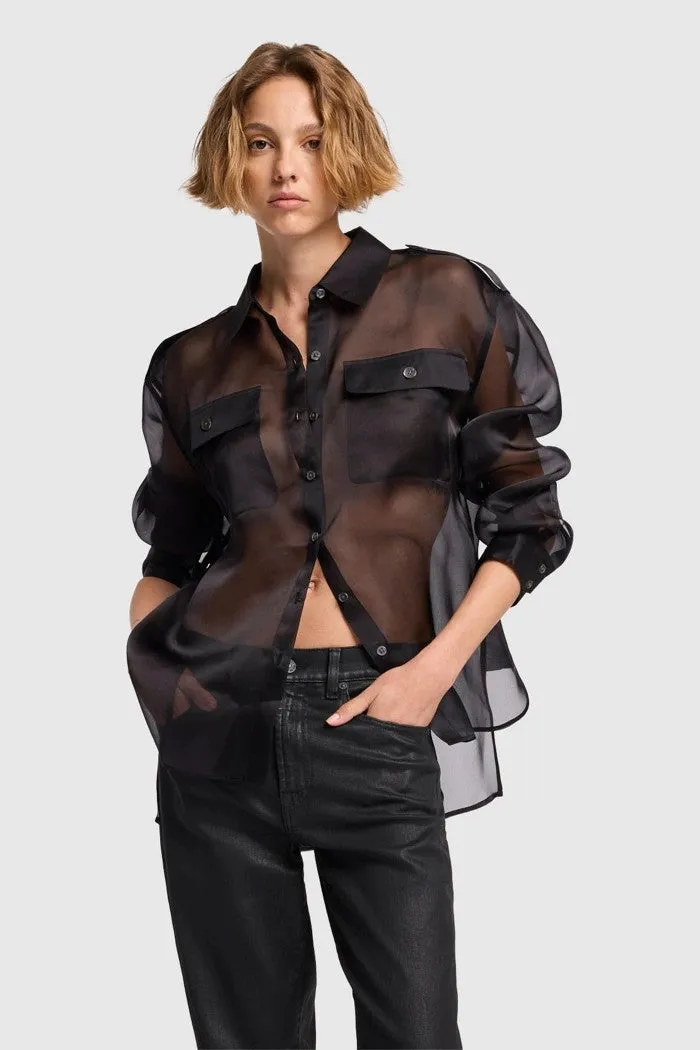 Sheer Organza Button-Up