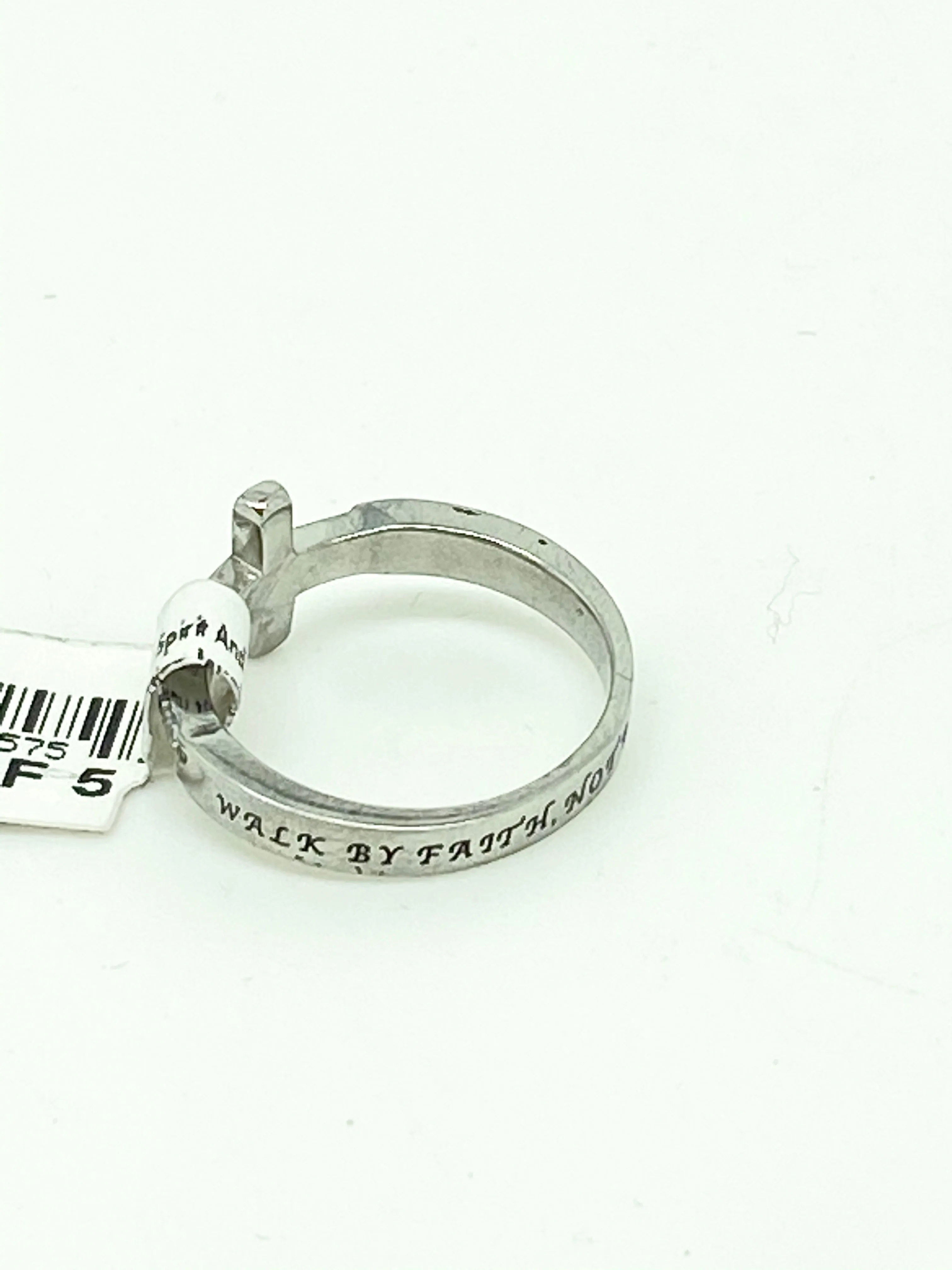 Sideways Cubic Zirconia Cross "Walk by Faith"