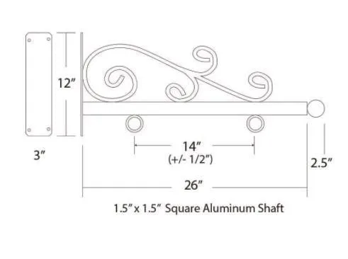 Sign Bracket- 24 inch, Whispy Style Sign Bracket - NO SIGN French Country Style Custom
