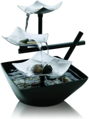 Silver Springs Indoor Relaxation Fountain Illuminated Waterfall, Natural Stones, Soothing Sounds, Tabletop Zen Fountain On/Off Switch, Automatic Pump EnviraScape HoMedics
