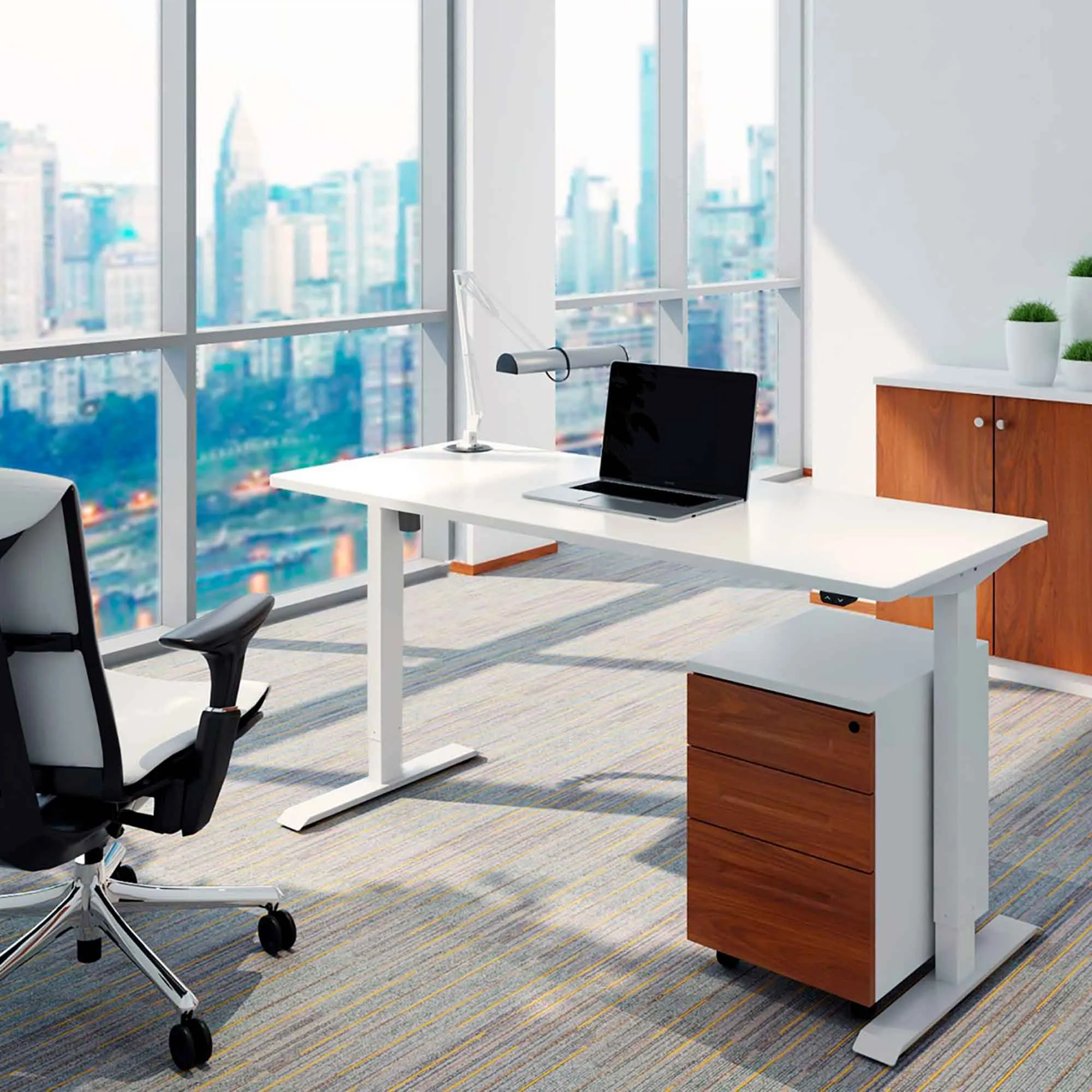 Single Motor Height-Adjustable Electric Sit & Stand Desk with White Desktop - DH67