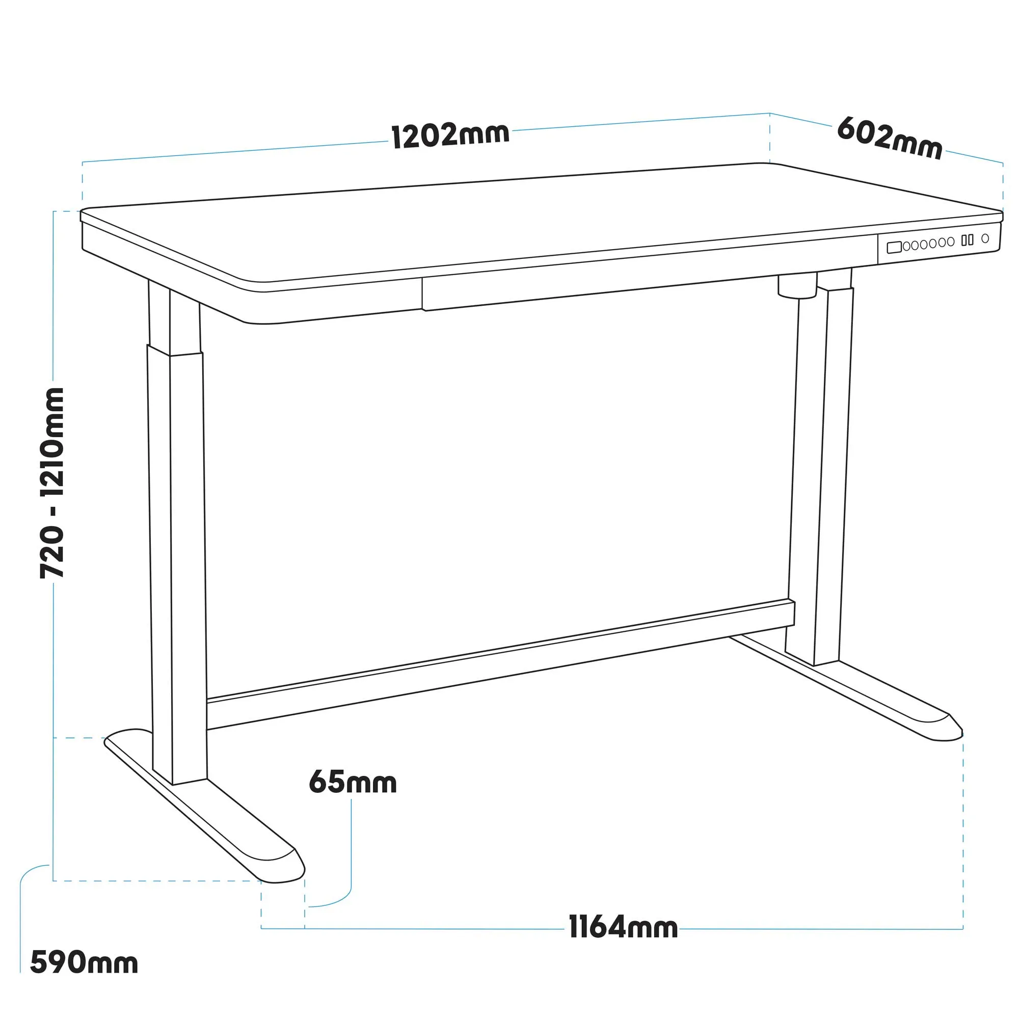 Single Motor Height Adjustable Sit & Stand Desk, Oak, 1200 x 600mm - DH65