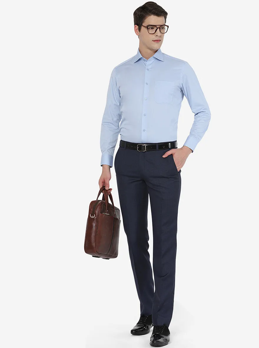 Sky Blue Solid Slim Fit Formal Shirt | Greenfibre
