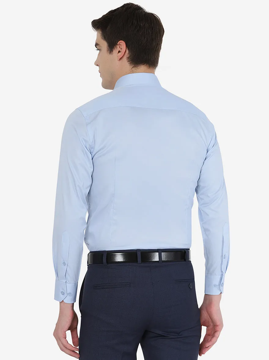 Sky Blue Solid Slim Fit Formal Shirt | Greenfibre