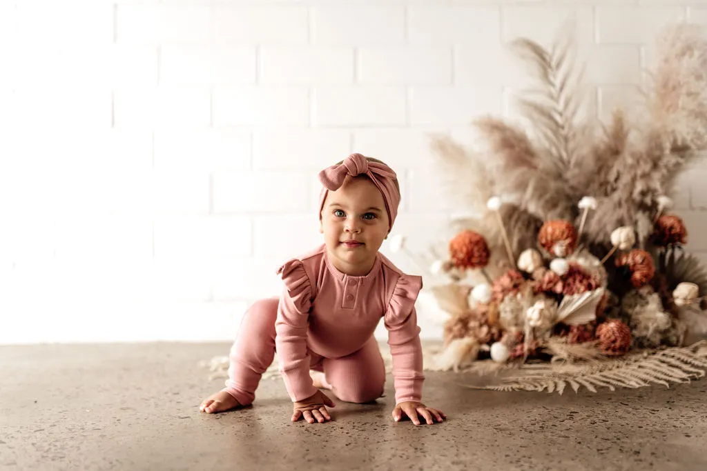 Snuggle Hunny Organic Ribbed Growsuit - Rose