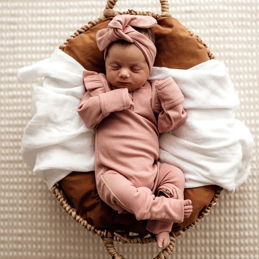 Snuggle Hunny Organic Ribbed Growsuit - Rose