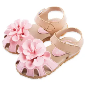 Summer Cool PU Leather Flower Design Skidproof Sandals Shoes for Baby Girls Cute Beauty Princess Design