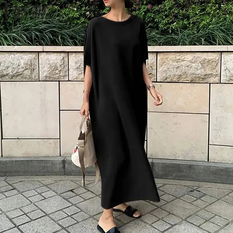 Summer Maxi Dress Casual Elegant O Neck Sundress
