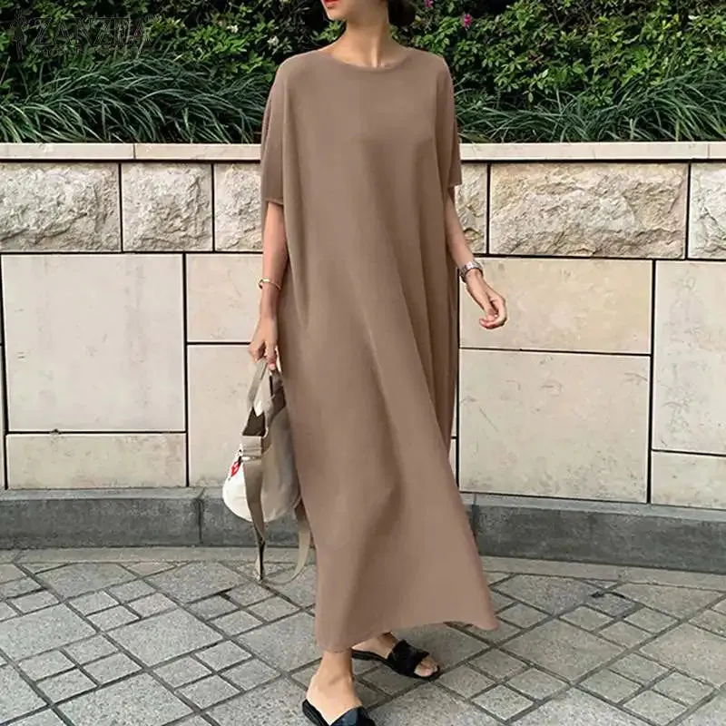 Summer Maxi Dress Casual Elegant O Neck Sundress