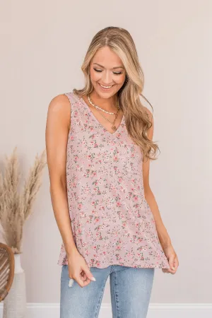 Sunshine Sonnets Floral Pocket Tank- Lilac