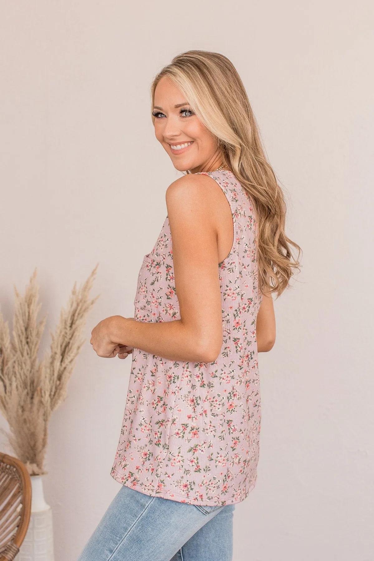Sunshine Sonnets Floral Pocket Tank- Lilac
