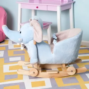 Super Soft and Gentle Musical Rocking Horse Elephant with Wheels | 18m 
