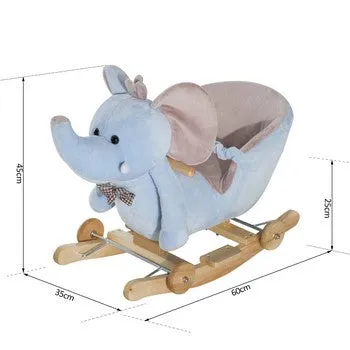 Super Soft and Gentle Musical Rocking Horse Elephant with Wheels | 18m 
