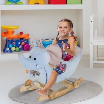 Super Soft and Gentle Musical Rocking Horse Elephant with Wheels | 18m 