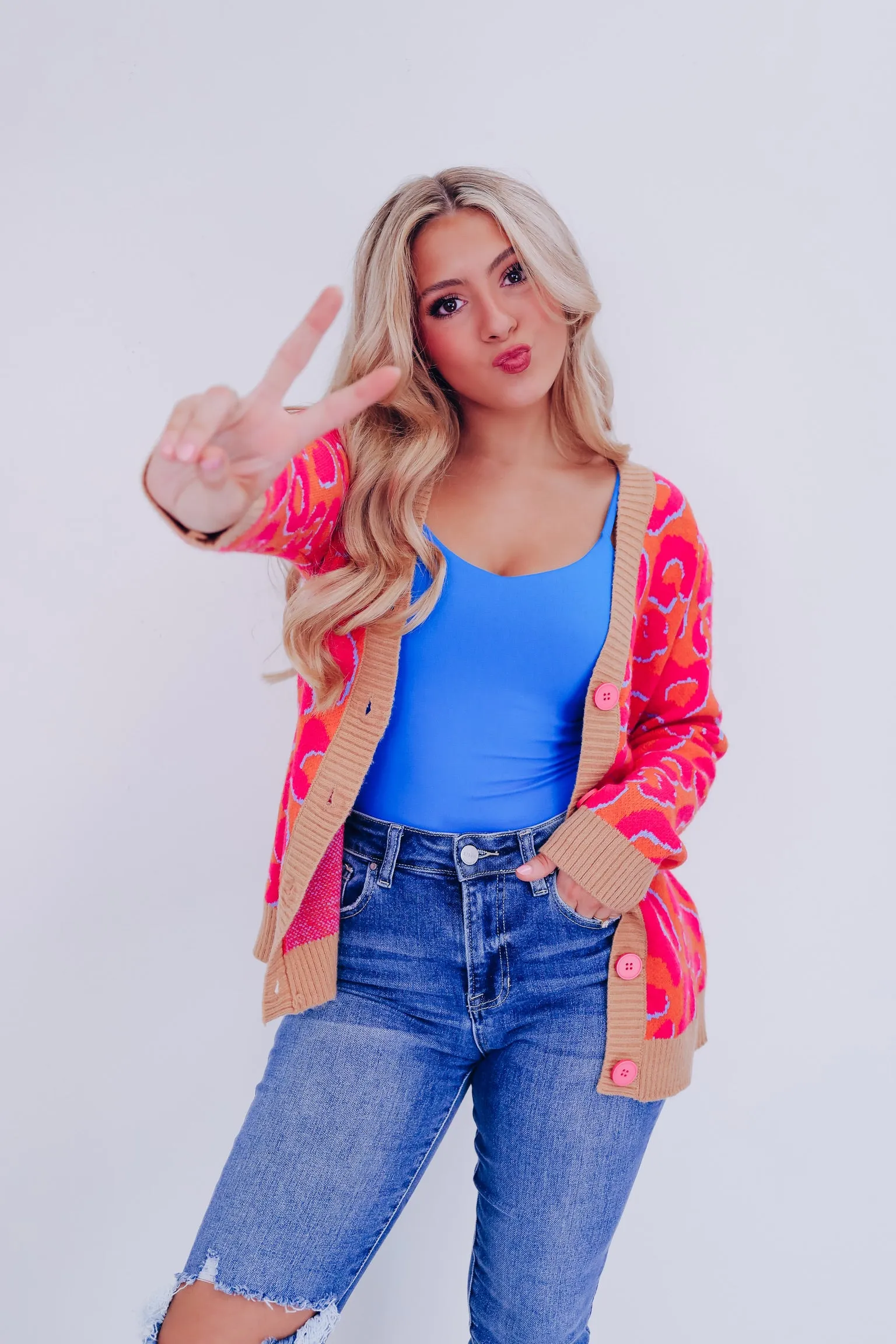 Tantalizing Tabby Leopard Print Cardigan - Pink/Orange