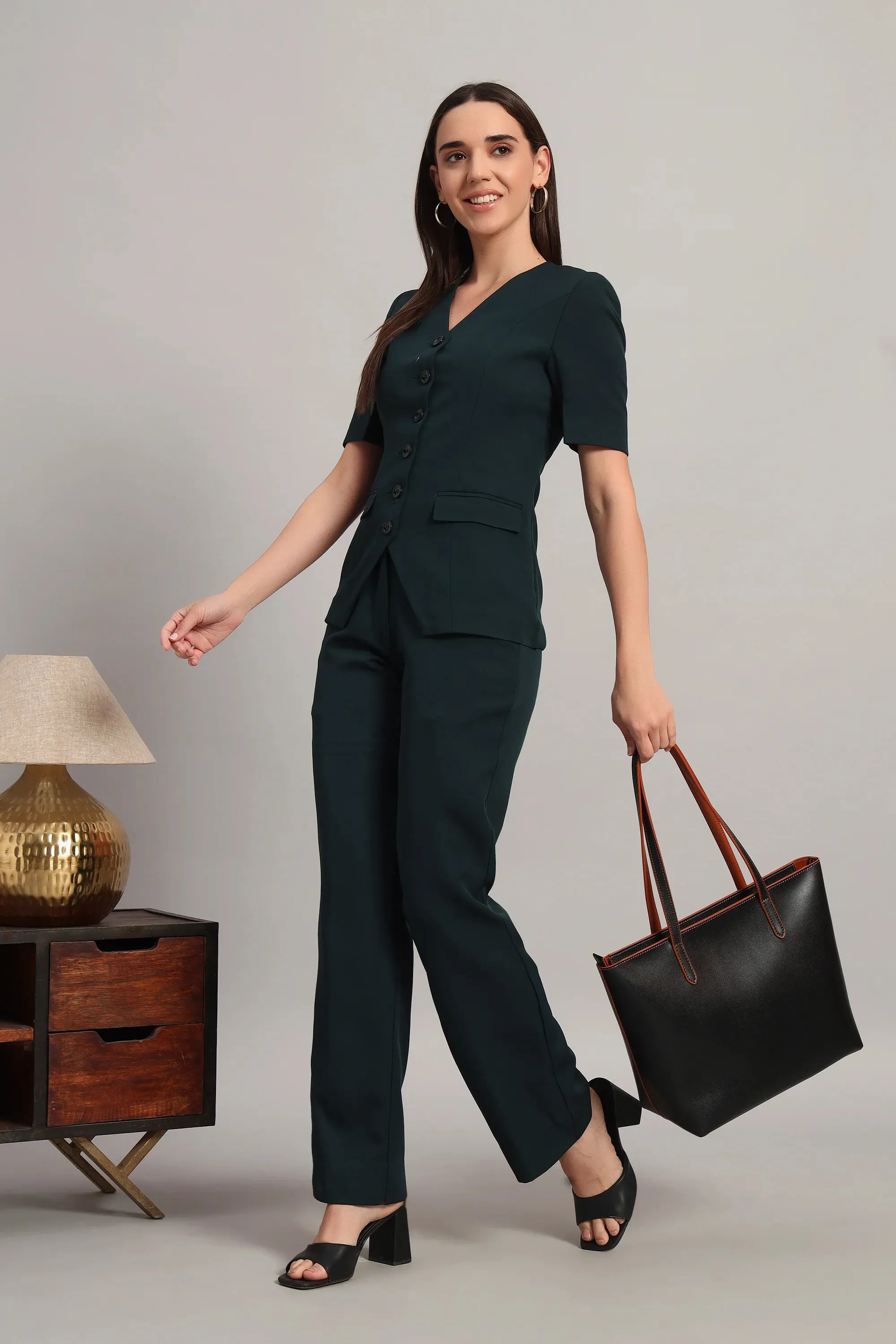 The Breezy Blazer Set, Peacock Green