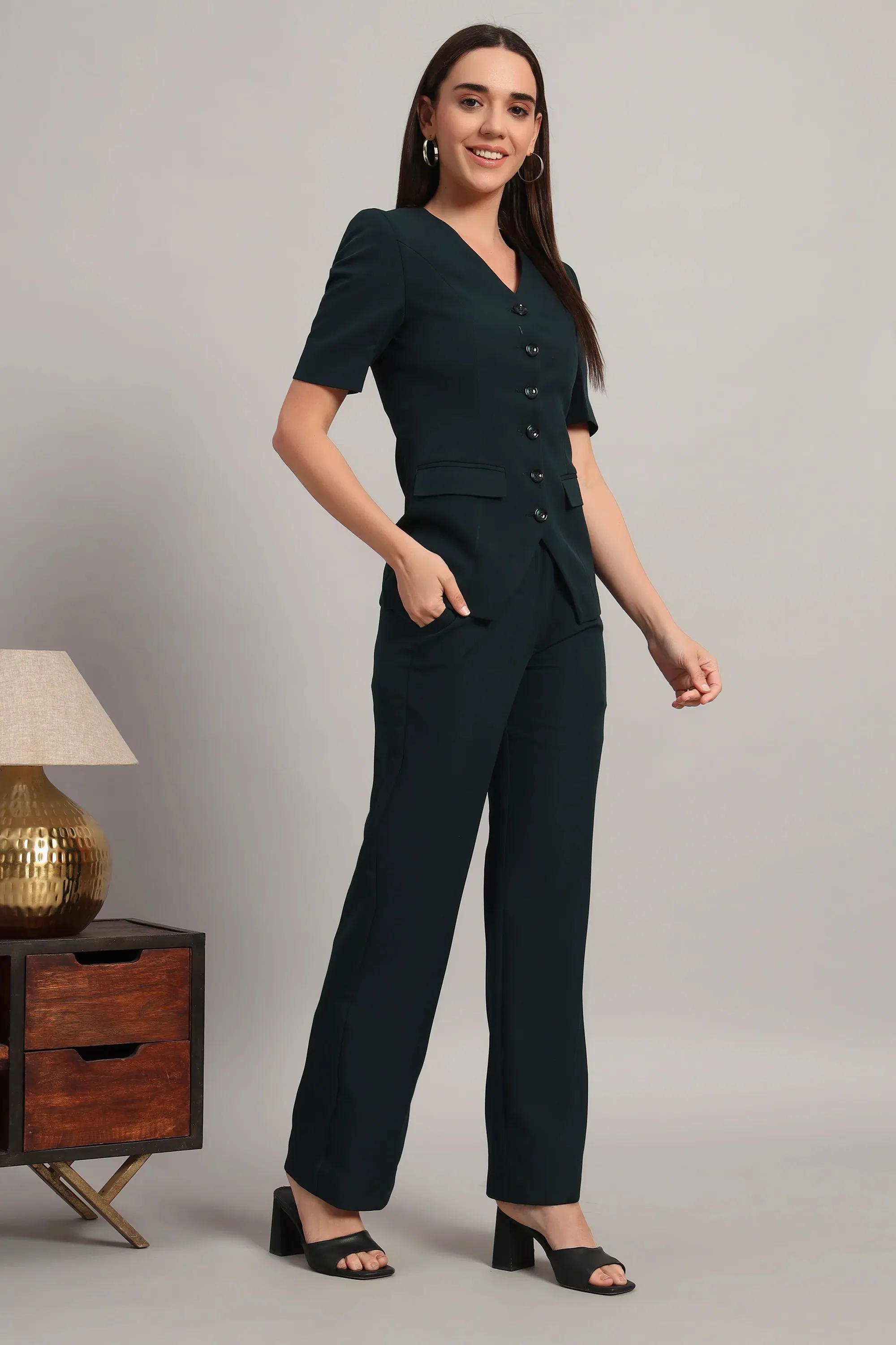 The Breezy Blazer Set, Peacock Green