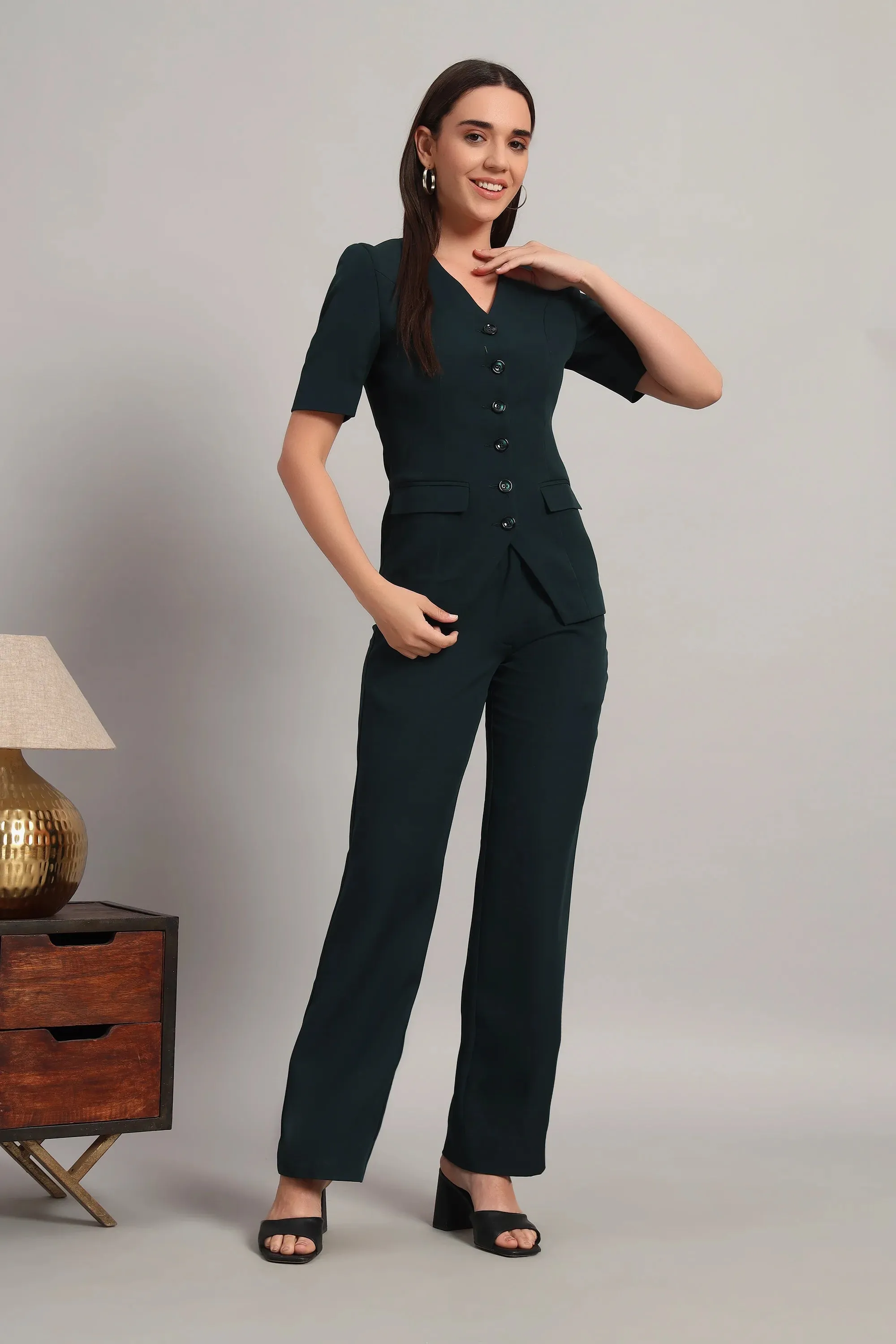 The Breezy Blazer Set, Peacock Green